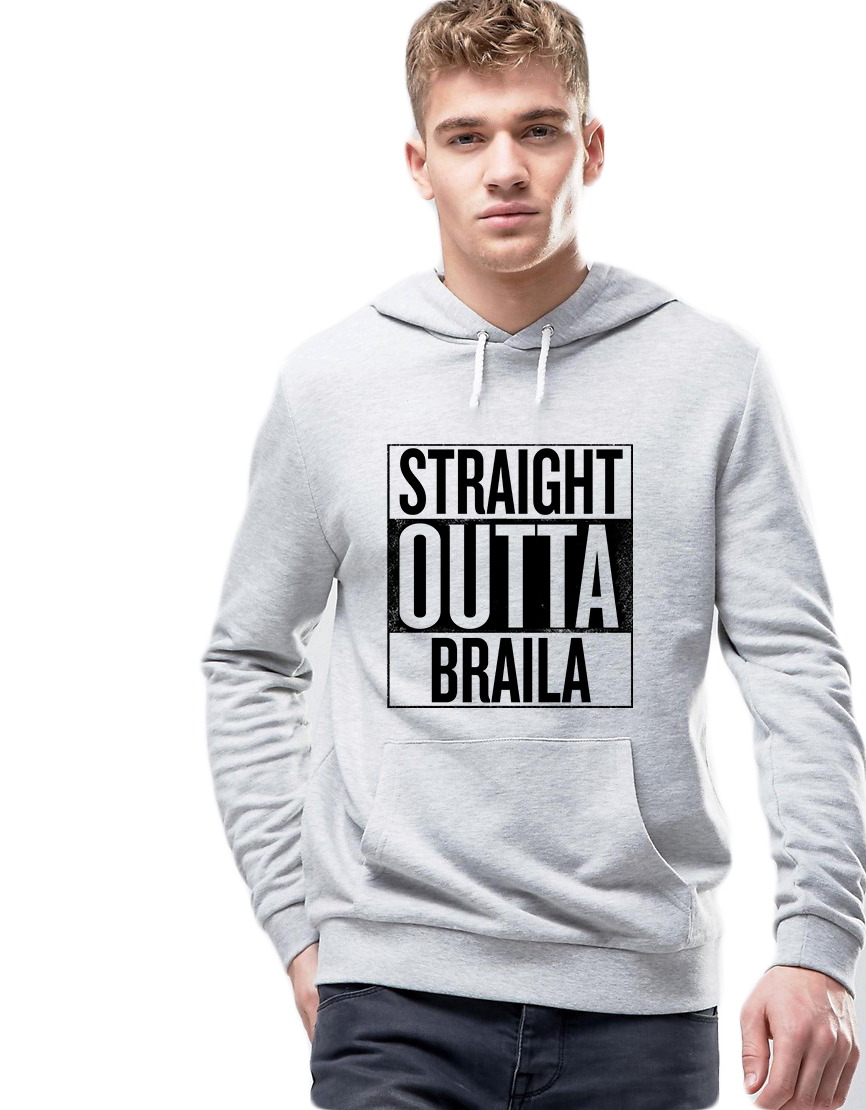 Hanorac Barbati Gri - Straight Outta Braila - CATEGORIE